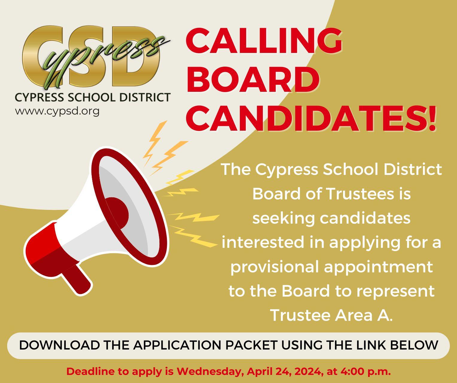 Board candidate announcement
